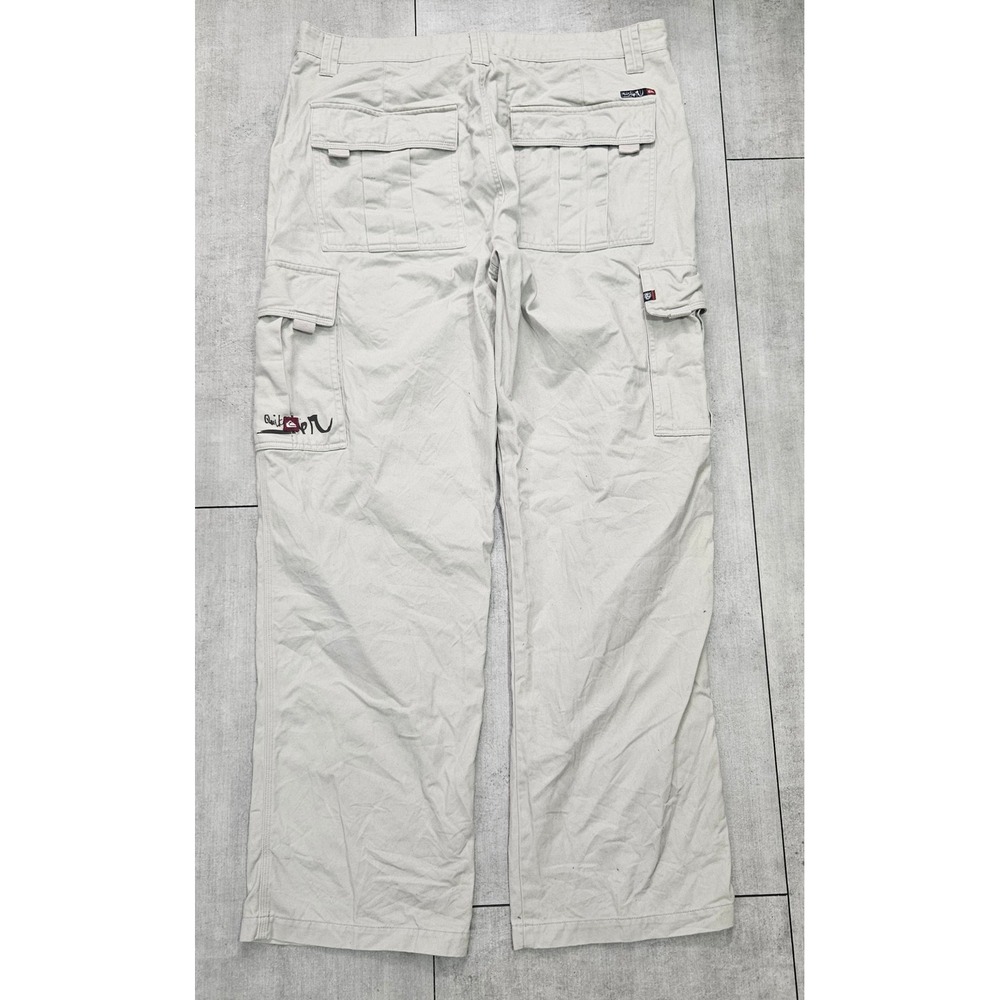 Quiksilver Mens Khaki Cargo Pants Tan Cotton Straight Leg Size 38x33 X105463 - Picture 4 of 7